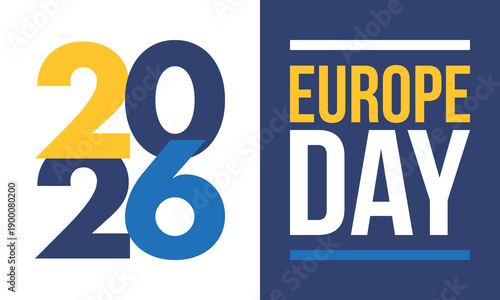 Europe Day. Annual public holiday in May. Is the name of two annual observance days - 5 May by the Council of Europe and 9 May by the European Union. Poster, card, banner and background. Vector