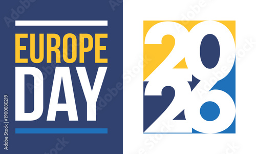 Europe Day. Annual public holiday in May. Is the name of two annual observance days - 5 May by the Council of Europe and 9 May by the European Union. Poster, card, banner and background. Vector