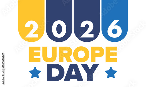 Europe Day. Annual public holiday in May. Is the name of two annual observance days - 5 May by the Council of Europe and 9 May by the European Union. Poster, card, banner and background. Vector