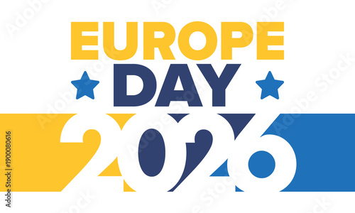 Europe Day. Annual public holiday in May. Is the name of two annual observance days - 5 May by the Council of Europe and 9 May by the European Union. Poster, card, banner and background. Vector