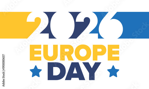 Europe Day. Annual public holiday in May. Is the name of two annual observance days - 5 May by the Council of Europe and 9 May by the European Union. Poster, card, banner and background. Vector