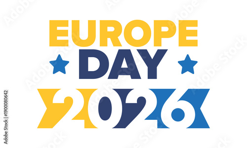 Europe Day. Annual public holiday in May. Is the name of two annual observance days - 5 May by the Council of Europe and 9 May by the European Union. Poster, card, banner and background. Vector