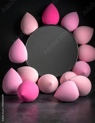 Makeup Sponges and Mirror - A Beauty Still Life for Flawless Application.