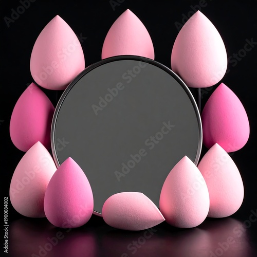 Makeup Sponges and Mirror - Beauty Essentials for Flawless Application.