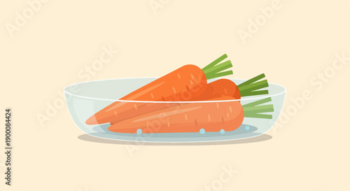 Fresh carrots are submerged in a clear glass bowl filled with water
