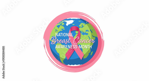 Global breast cancer awareness month with ribbon and earth symbol