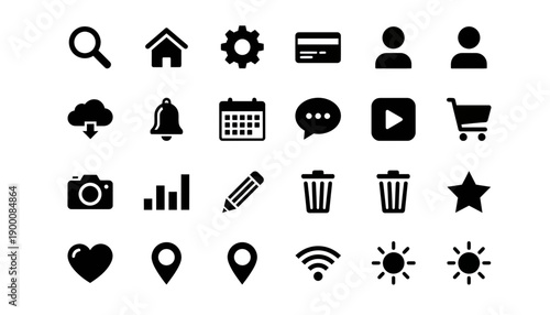 UI Icon Pack Set – Flat Solid and Outline Icons for App and Web Interface. Modern UI icon pack featuring a set of flat solid and outline icons designed for mobile apps, websites, dashboards, and SaaS.