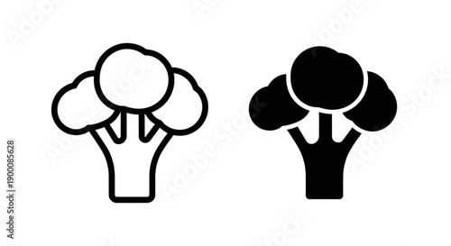 Broccoli icon, illustration of broccoli vegetable, simple vector in outline and silhouette for healthy food or diet