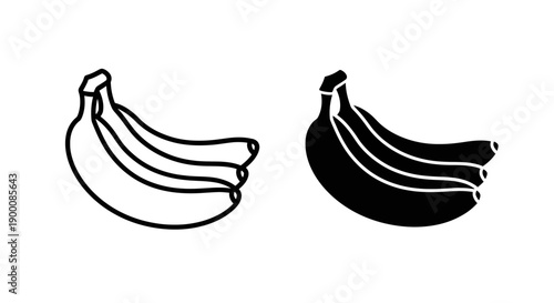 Bunch of bananas icon, simple illustration of tropical fruit, vector in outline and silhouette for healthy food