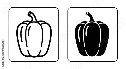Bell pepper icon, illustration of bell pepper vegetable, simple vector in outline and silhouette for food or health