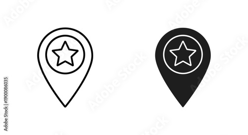 Map pin location icon with a star inside, indicating a favorite place, best spot, or important destination marker
