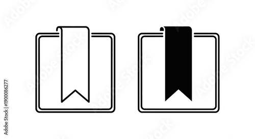 Bookmark icon on a notebook page, in outline and solid black, signifying saving, favoriting, or marking a place.