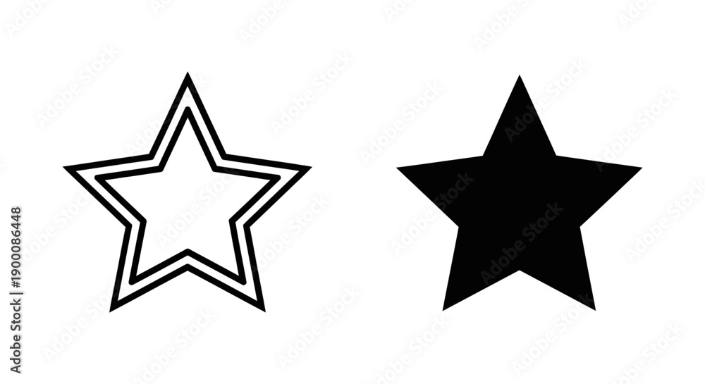 Obraz premium Star icon in outline and solid black, representing rating, favorite, or success symbol.
