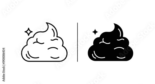 Sparkling foam icon with shine, representing clean, fresh, or energetic feeling in outline and solid black.