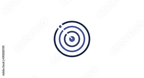 Blue concentric circles graphic design element.