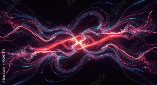 Abstract background showing an endless loop of shifting geometric forms and vibrant energy waves creating an immersive digital flow ,concept ,infinite ,stream