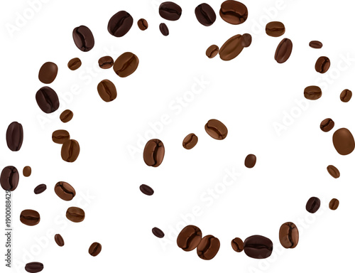 Coffee beans swirl line isolated vector illustration on transparent background