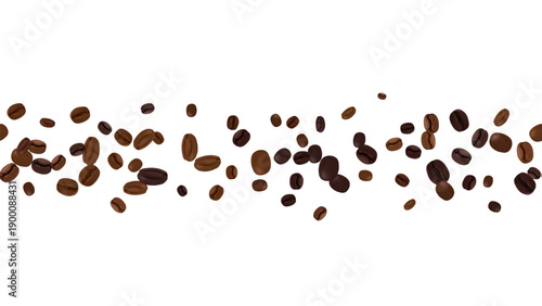 Border horizontal seamless with coffee beans. Beverage banner for coffee shop