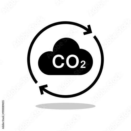 Net zero carbon footprint icon with shadow