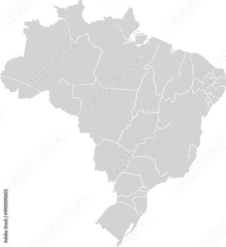 Light gray silhouette map of Brazil with white internal state borders visible on a white background