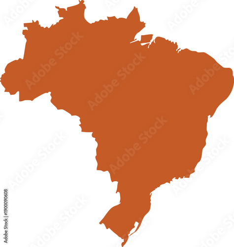 Orange silhouette map of Brazil on a white background with no internal details or markings