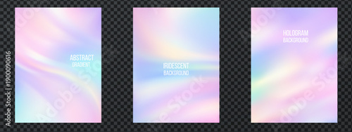 A soft hologram gradient bg set with pastel pink, blue and pearl color, dreamy nacre light and foil shimmer. Hologram gradient bg set with rainbow tone and pearlescent texture.
