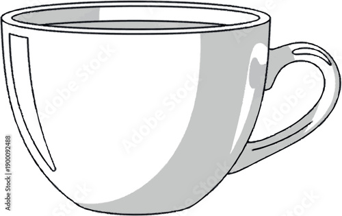 A simple line drawing of a white ceramic coffee cup with a handle, on a plain background, perfect for illustrating beverage or hospitality concepts