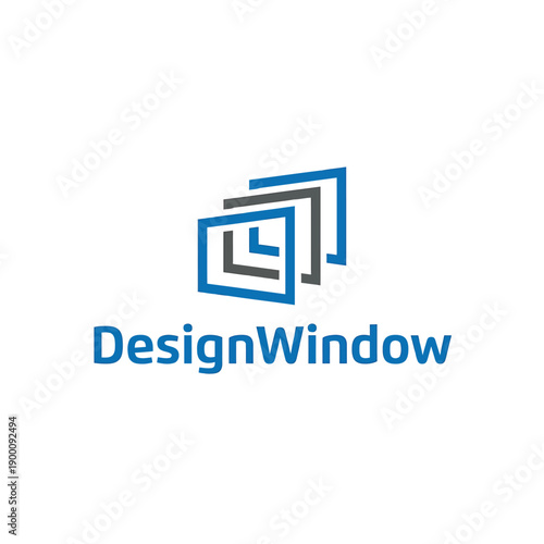 Abstract logo featuring overlapping squares and text designwindow