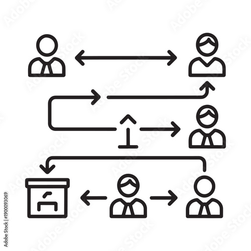 Social distancing and contact tracing illustrated with simple line art figures