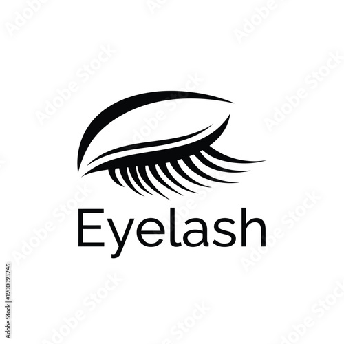 Stylized graphic of a single eye with prominent curved eyelash design