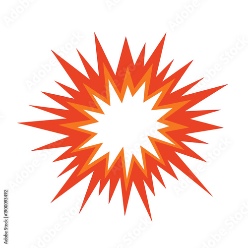 An orange starburst shape with radiating jagged pointed edges