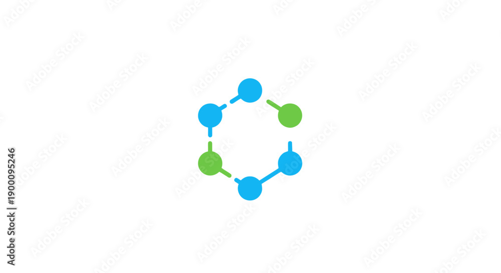 Fototapeta premium Molecular structure with blue green balls.