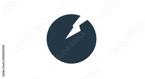 Dark blue pie chart with crack.