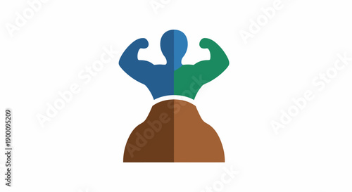 Strong Man Flexing Muscles Illustration.