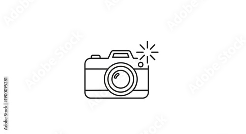 Camera with Flash Light Illustration.