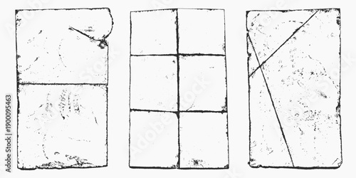 Dust paper overlay and texture vinyl cover with transparent film distressed. Grunge record scratch and poster torn album with spray frame page. Grime dust worn and square texture cd with disk.