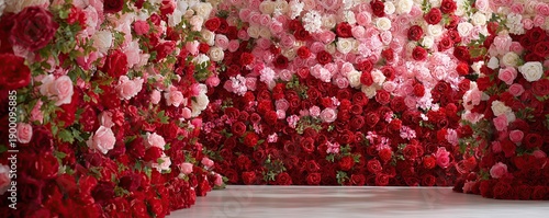 Wallpaper Mural a wall of red and pink roses, a valentine's day backdrop wall with lots of red and white roses, a floor-to-ceiling rose wall for a wedding photo studio backdrop Generative AI Torontodigital.ca