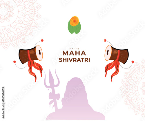 Maha Shivratri banner. Card hindu celebration for web design. Vector illustration