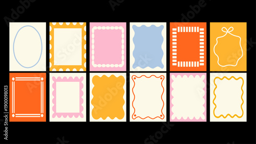 Abstract frame posters with clean minimalist aesthetics. Trendy wall art inspired by Matisse-style cartoon line work. Linear illustrations for artistic postcards.