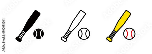 Baseball icons, metal bat and ball icons, baseball materials that can be used for WBC and MLB related designs