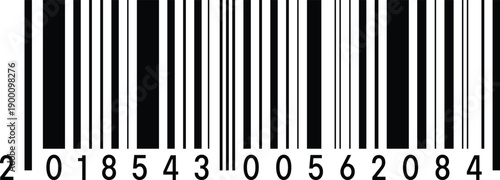 UPC Barcode Label Vector with Numeric Code for Product Packaging and Retail Scanning