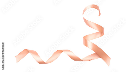 A curling satin ribbon, rose-gold hue, undulates against a black background