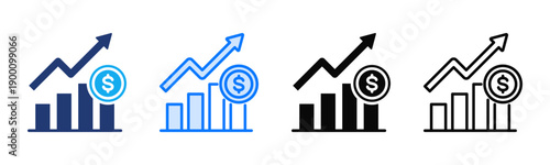 Revenue Growth Multi Style Icon Set