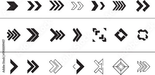 Decorative arrow elements for social media and advertising. ৮. Large collection of diverse arrow shapes for UI/UX design.