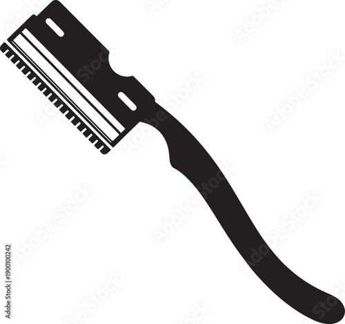 Black single edge razor with handle also transparent background shaving