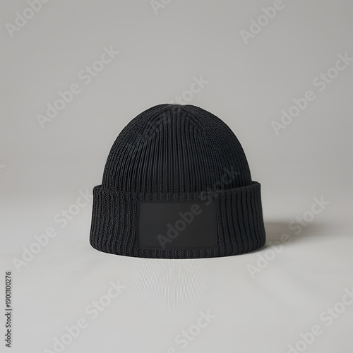 Black and white beanie cap template vector illustration isolated on white background