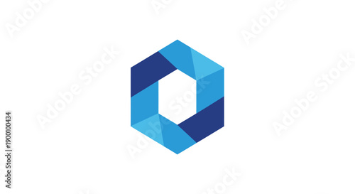 Blue hexagon shape with facets.