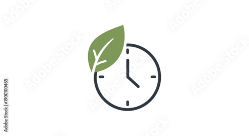 Clock with green leaf on face.