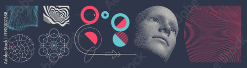 Discovery, studying and learning concept. A person thinks and makes a choice. Scientific illustration. Simple geometric scheme. Vector for banner, poster, cover, brochure, presentation, etc.