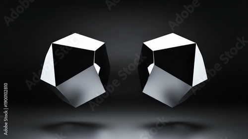 Abstract geometric shapes seamlessly looping for modern visuals black and white polygon design for corporate presentation
